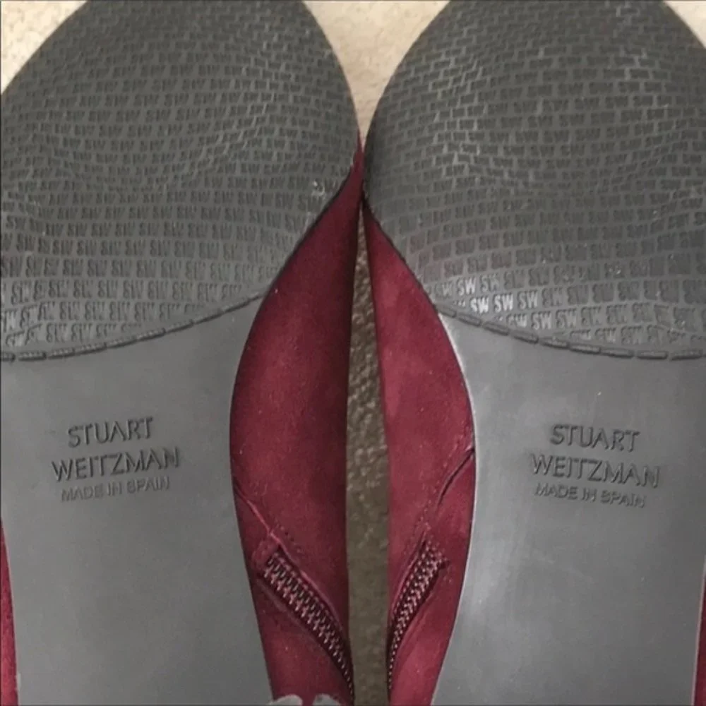 Stuart Weitzman Gardner Maroon Suede Boots 4M NEW - Picture 6 of 6